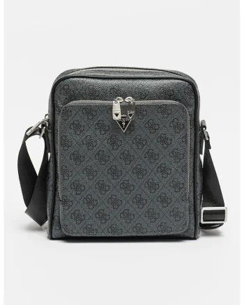 Geanta crossbody din piele ecologica Milano - Negru stins/Gri carbune