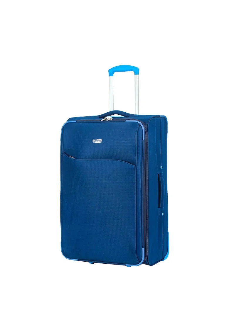 Troler mediu extensibil  SW233 - 62x39.5x22.5 cm - +30% capacitate - bagaj de cala - poliester - 2 roti - bleumarin