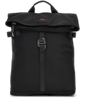 Rucsac din material textil cu detaliu logo - Negru