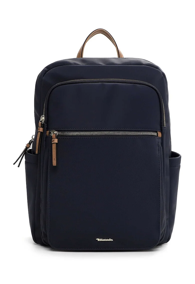 Rucsac din piele ecologica cu compartiment pentru laptop cu buzunare cu fermoar - Bleumarin