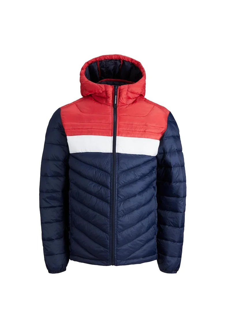 Geaca JACK &JONES Hero Puffer - 12211785-Navy Blazer TRUE RED BLOCKING 17402 - Albastru inchis