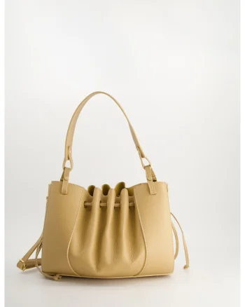 Geanta crossbody  din piele naturala - bej - 9cm tocul - fara futrowka