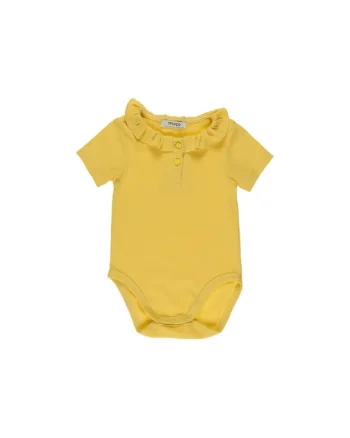 Body cu maneca scurta si volan la guler -  - Cude Friend - Galben - pentru fetite - Galben