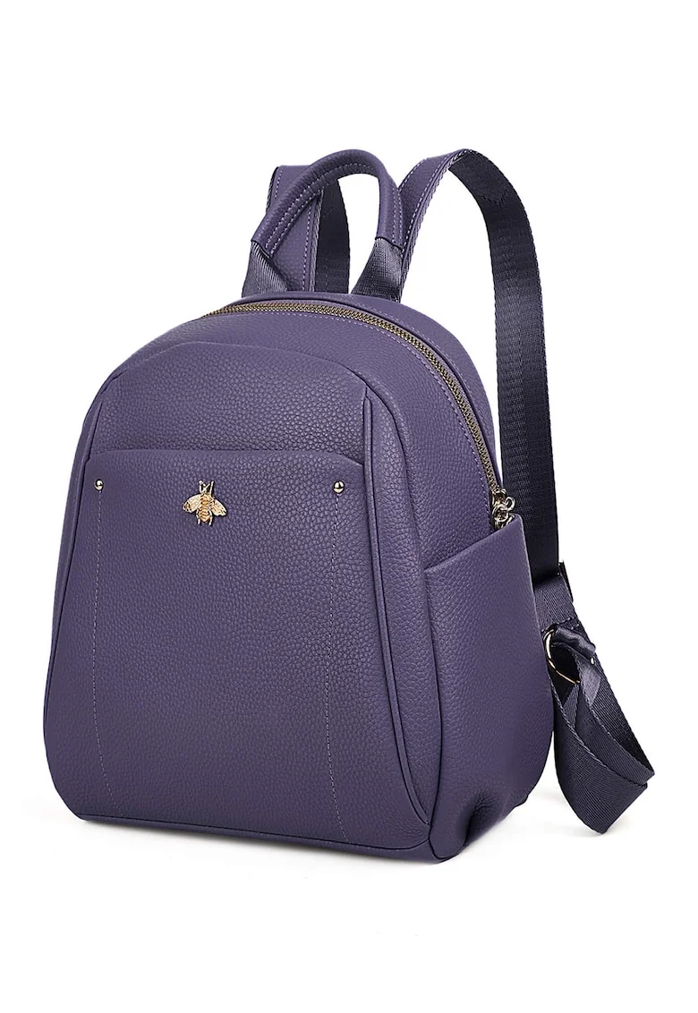 Rucsac de piele cu bretele ajustabile Greenly - Violet prafuit