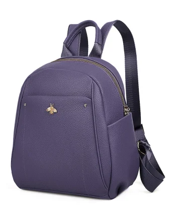 Rucsac de piele cu bretele ajustabile Greenly - Violet prafuit