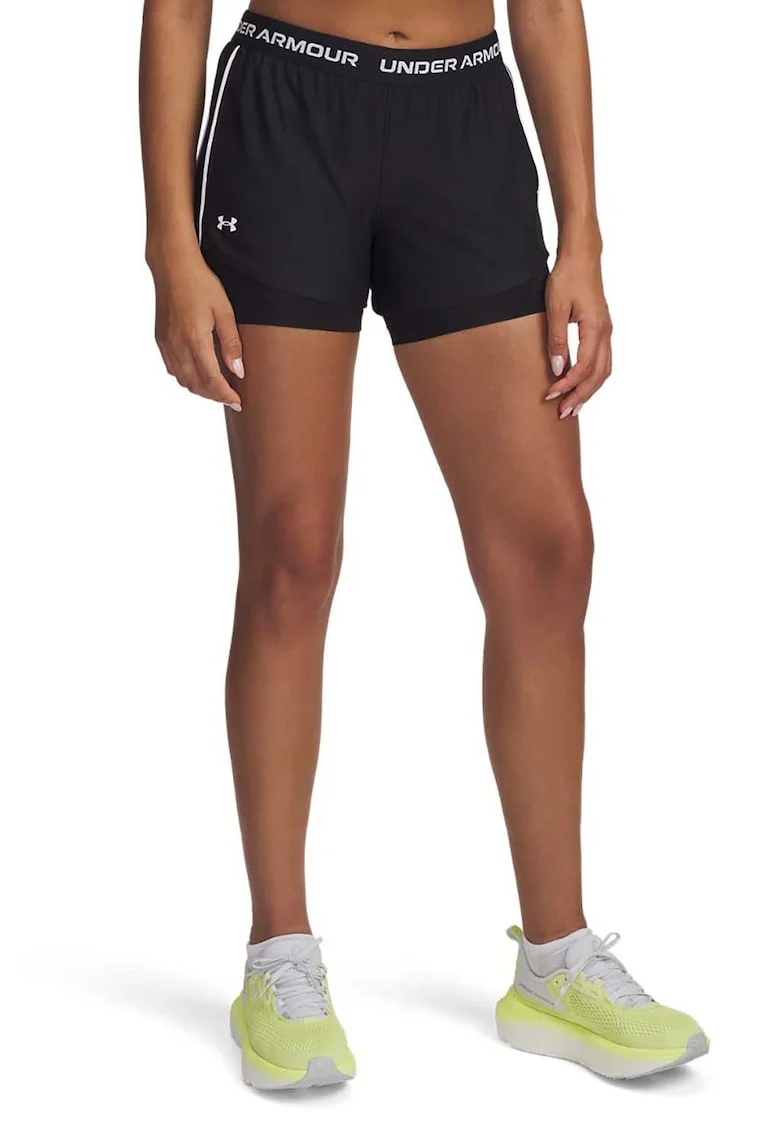 Pantaloni scurti 2in1 pentru antrenament Tech Play Up - Alb/Negru