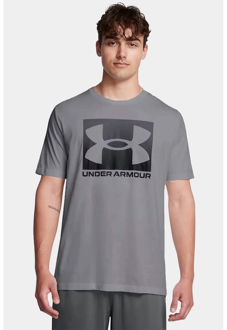 Tricou lejer cu logo Boxed - Negru/Gri deschis