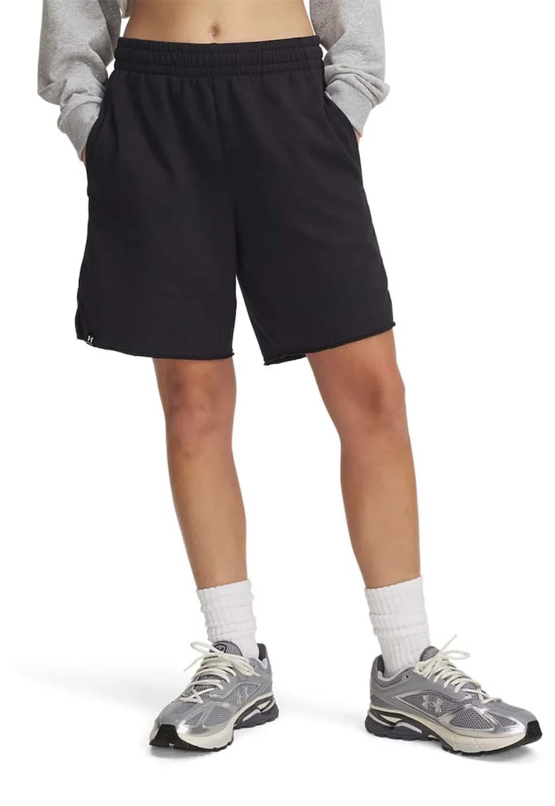 Pantaloni scurti din amestec de bumbac cu model uni - Negru