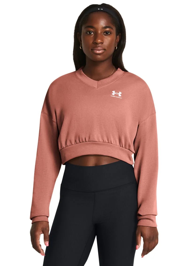 Bluza crop supradimensionata de trening din material terry Rival - Roz somon