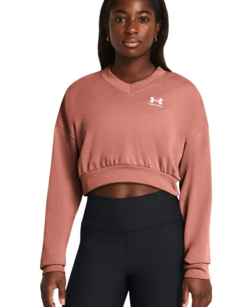 Bluza crop supradimensionata de trening din material terry Rival - Roz somon