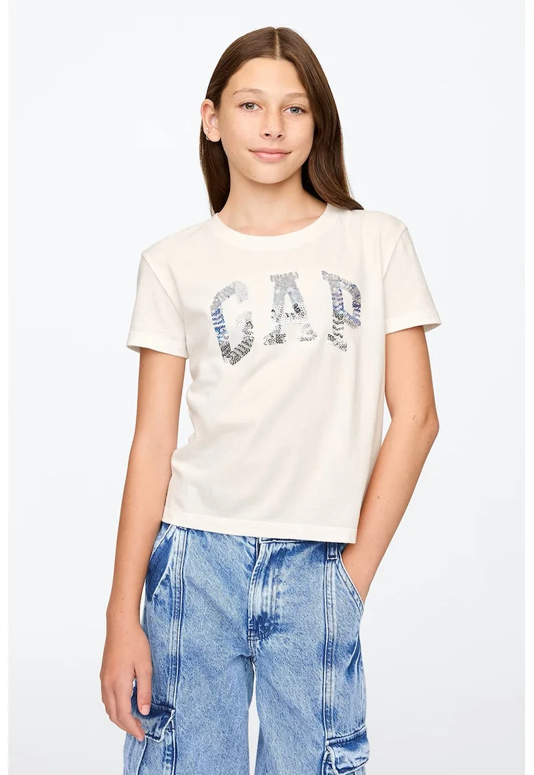 Tricou de bumbac cu logo - Alb/Albastru