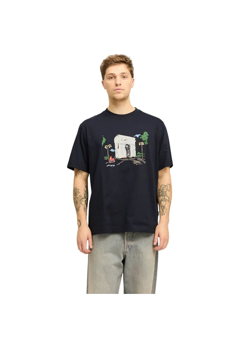 Tricou JACK &JONES Manchester Sketch 39266 - Negru