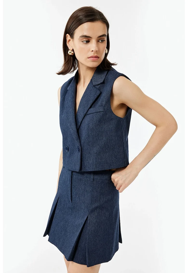 Vesta crop din denim - Bleumarin