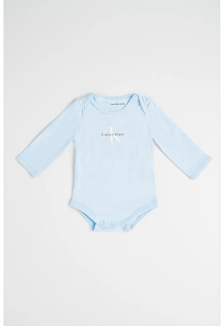 Body din amestec de bumbac cu logo - Alb/Albastru deschis