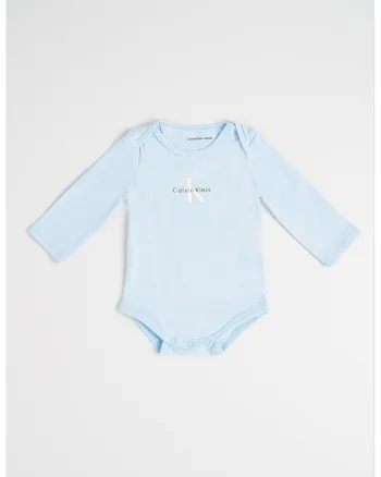 Body din amestec de bumbac cu logo - Alb/Albastru deschis