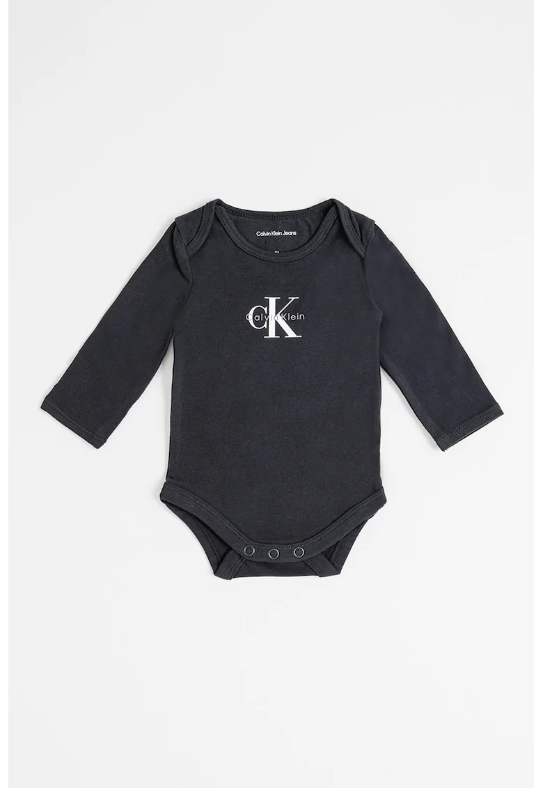 Body din amestec de bumbac cu logo - Alb/Negru
