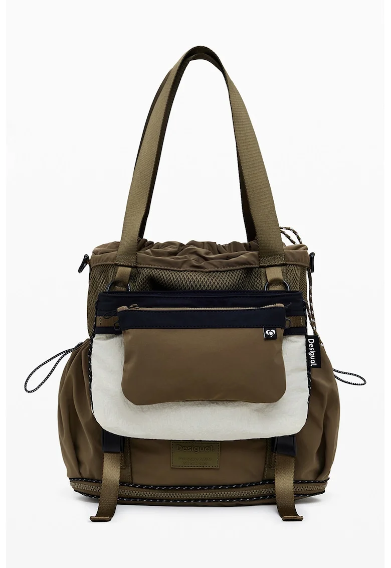 Rucsac convertibil cu model colorblock - Kaki