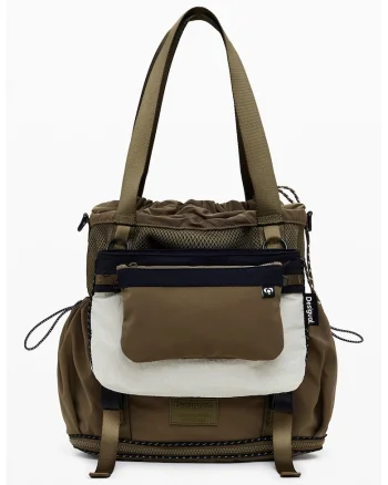 Rucsac convertibil cu model colorblock - Kaki