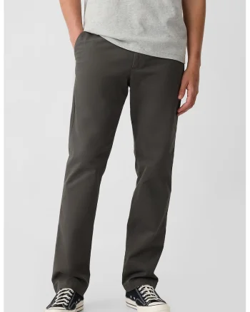 Pantaloni Chino drepti cu buzunare oblice - Gri inchis