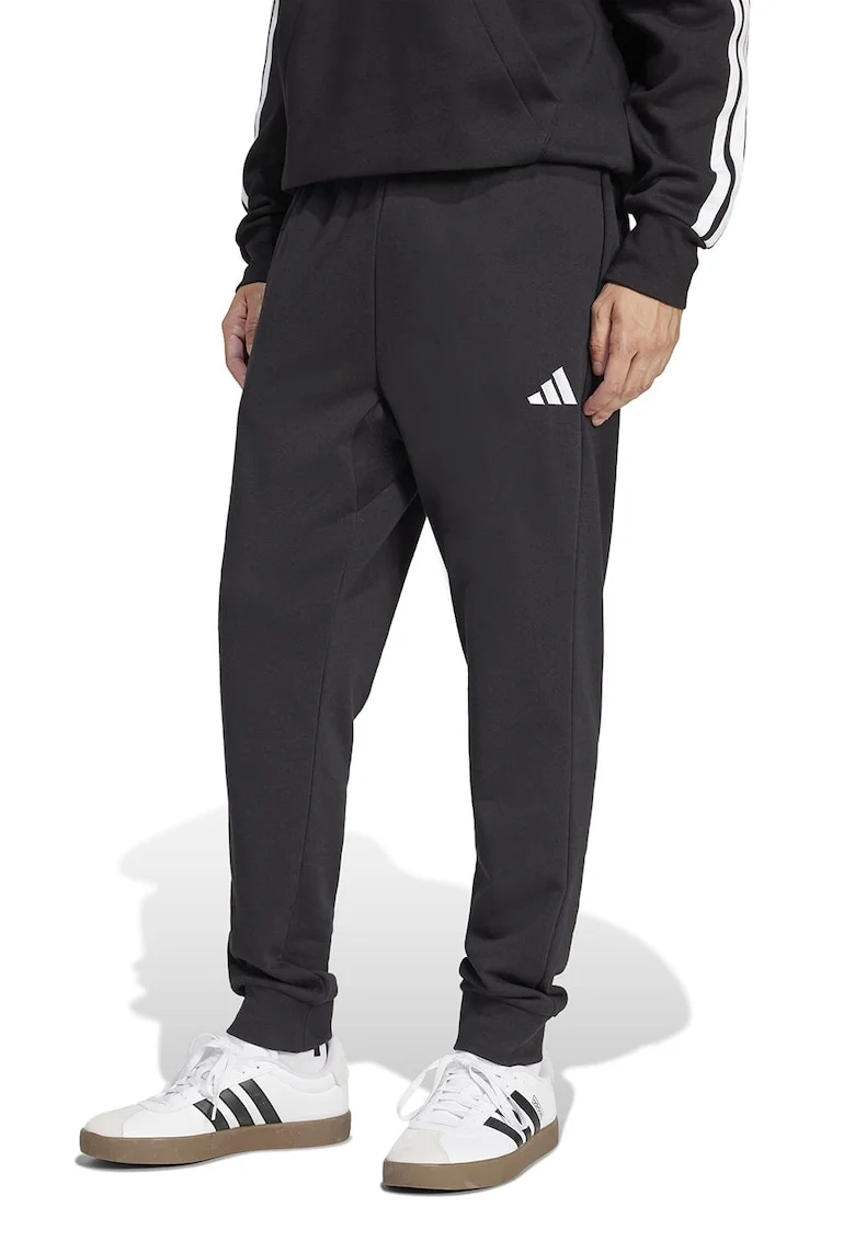 Pantaloni de trening conici cu buzunare laterale - Alb/Negru