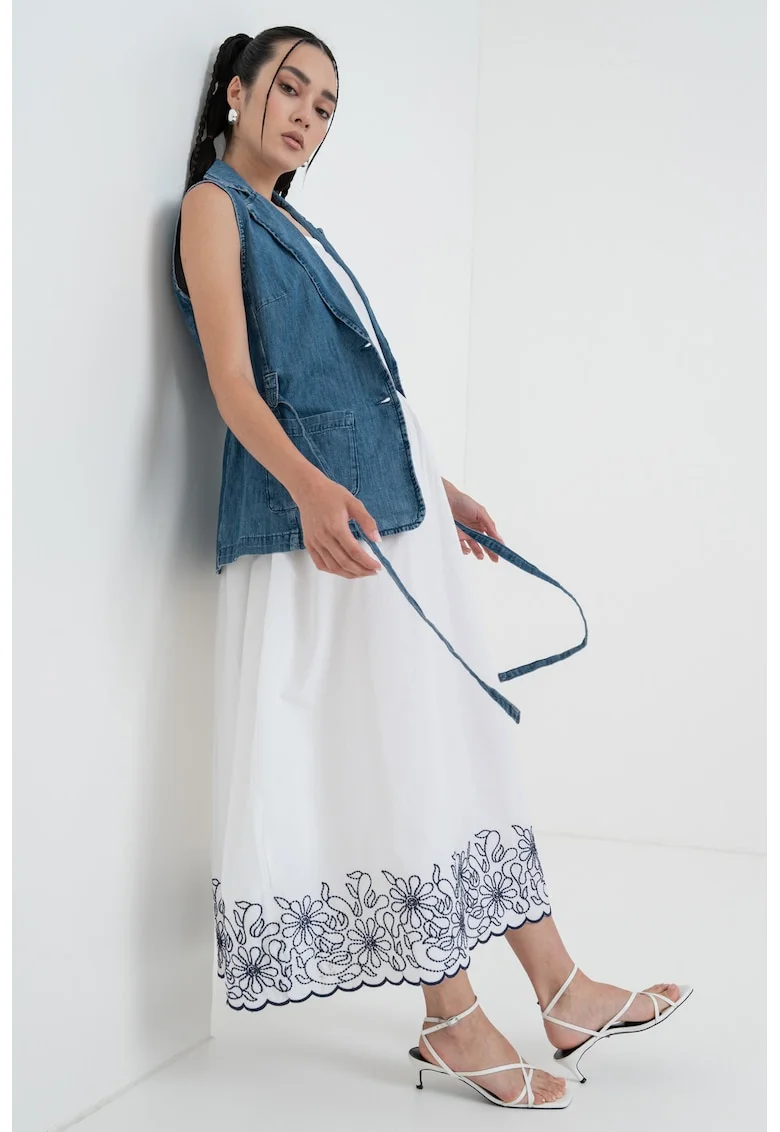 Vesta din chambray cu cordon - Albastru inchis