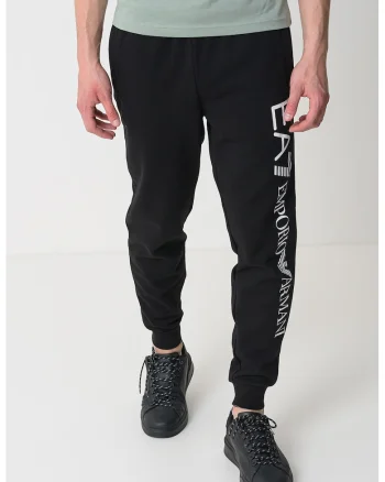 Pantaloni de trening cu imprimeu logo supradimensionat - Negru