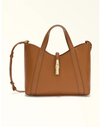 Geanta shopper din piele cu bareta detasabila Goggia - Caramel