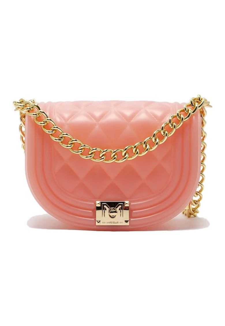 Geanta crossbody cu bareta din lant - Auriu/Roz deschis