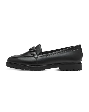 Pantofi loafer de piele cu detalii lant - Negru