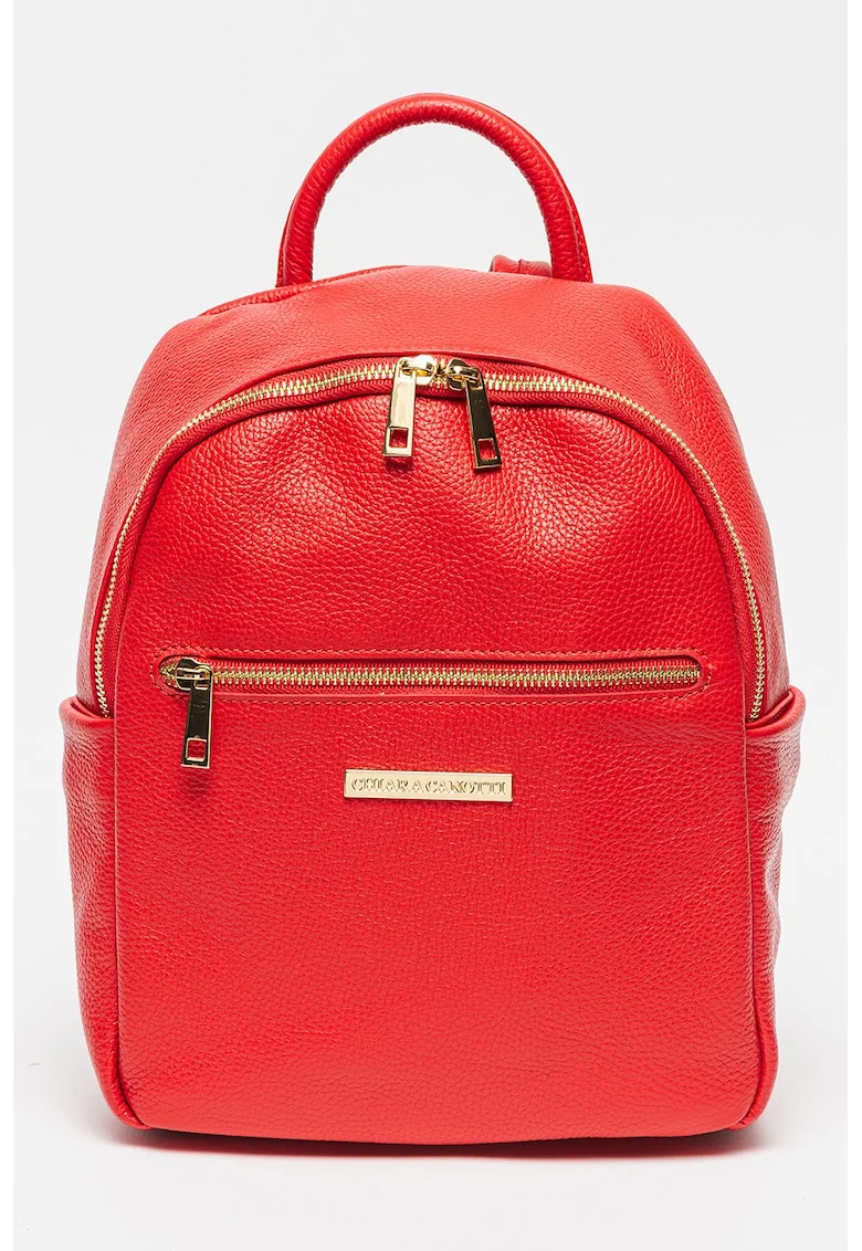 Rucsac de piele cu logo - Rosu vermillion