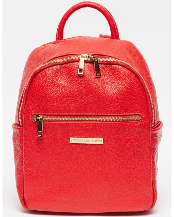 Rucsac de piele cu logo - Rosu vermillion