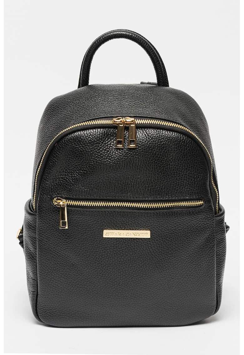 Rucsac de piele cu logo - Negru