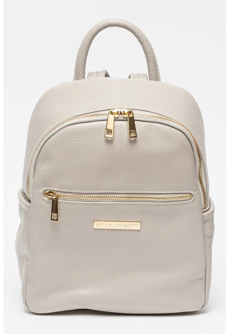 Rucsac de piele cu logo - Gri deschis