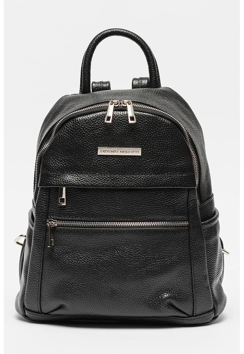 Rucsac de piele cu buzunare multiple - Negru