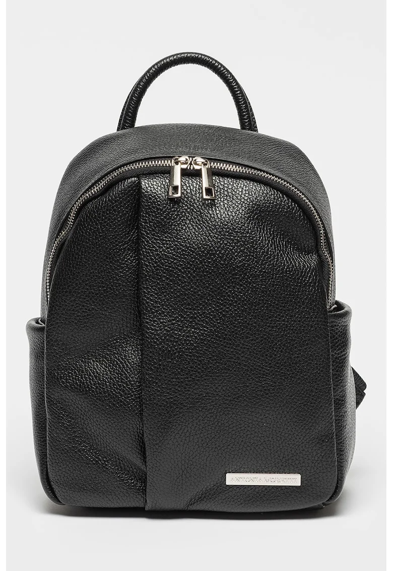 Rucsac de piele cu barete ajustabile - Negru
