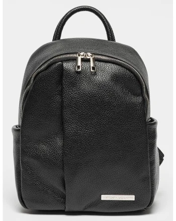 Rucsac de piele cu barete ajustabile - Negru