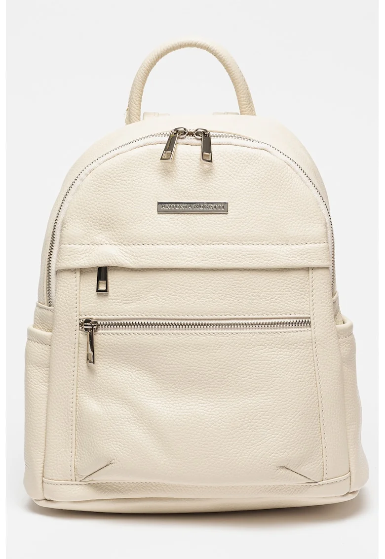 Rucsac de piele cu buzunare multiple - Bej deschis