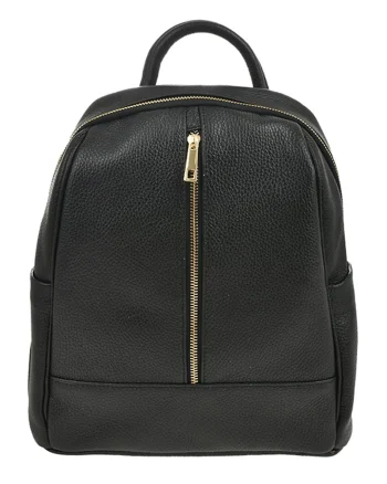 Rucsac de piele cu buzunare exterioare - Negru