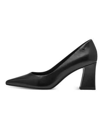 Pantofi din piele cu toc masiv - Negru
