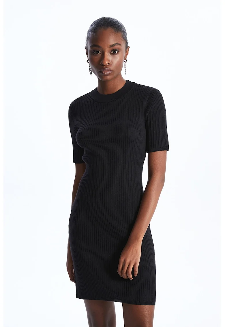 Rochie bodycon striata - Negru