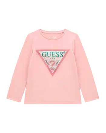 Bluza de bumbac cu aplicatii de paiete - Roz