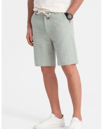 Pantaloni scurti din amestec de in cu snur