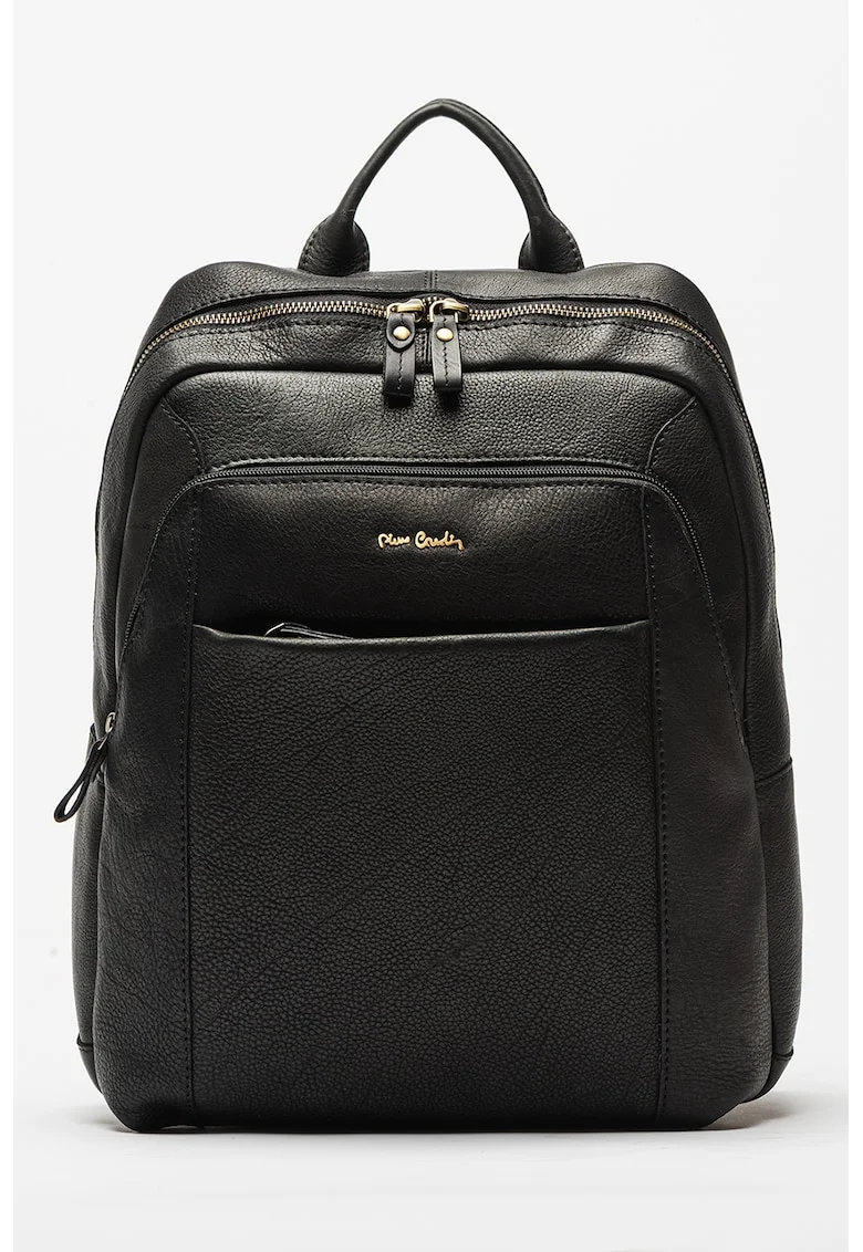 Rucsac din piele cu buzunare multiple - Negru