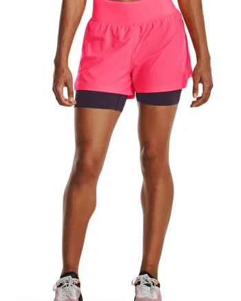 Pantaloni scurti 2-in-1 pentru alergare Stamina - Violet/Roz