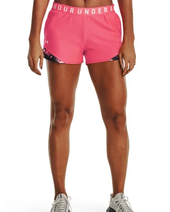 Pantaloni scurti cu banda logo in talie - pentru antrenament Play Up 3.0 - Negru/Roz