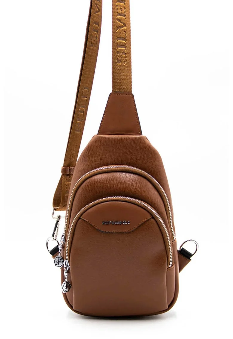 Rucsac sling de piele ecologica - Maro scortisoara