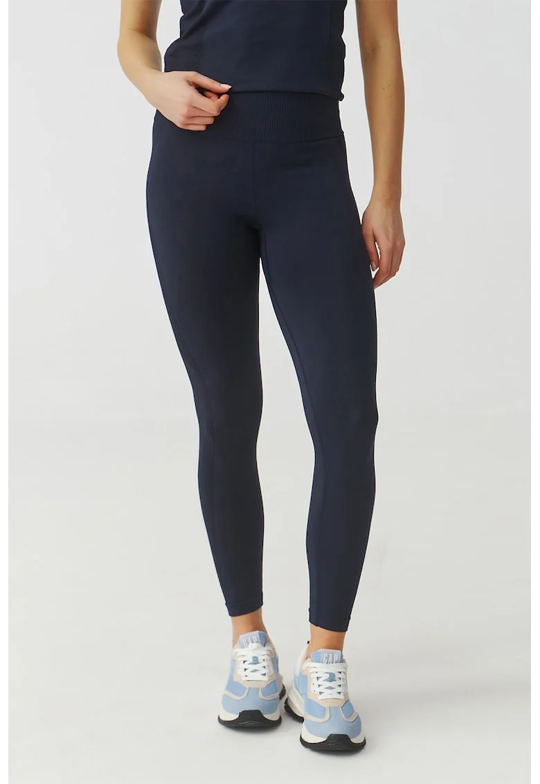 Colanti crop cu talie inalta - Bleumarin
