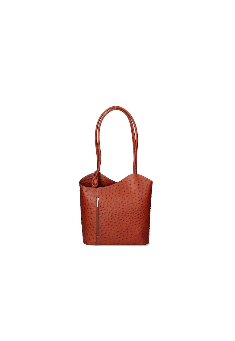 Rucsac de piele cu imprimeu piele de strut - Maro