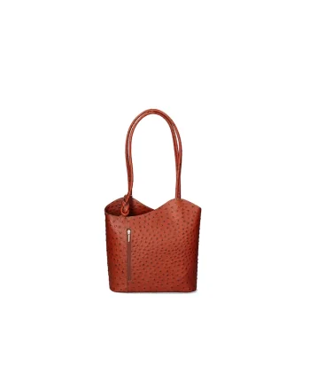 Rucsac de piele cu imprimeu piele de strut - Maro