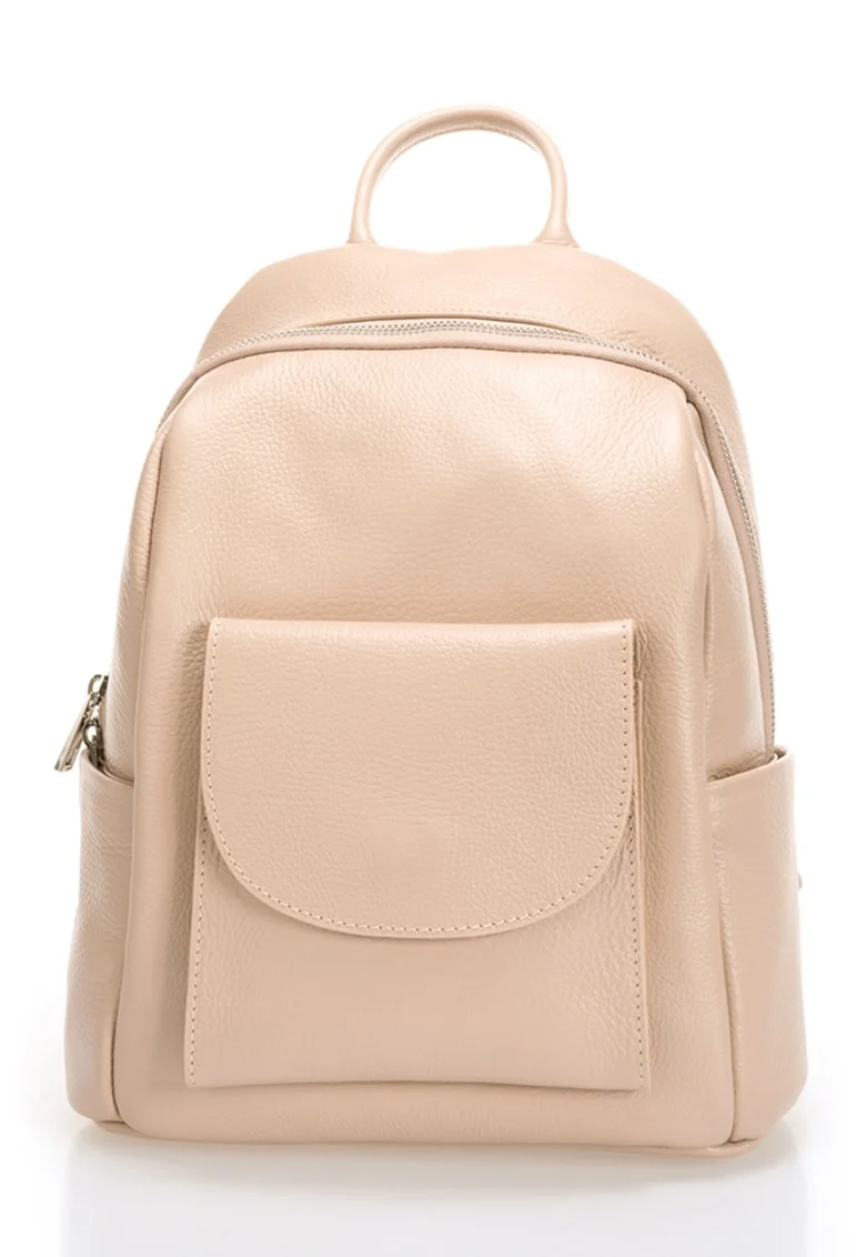 Rucsac de piele cu buzunare multiple - Piersica